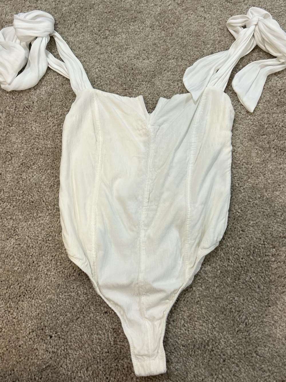 Free People White Tie-Shoulder One-Piece Bodysuit